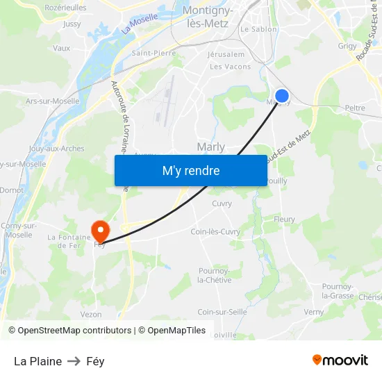 La Plaine to Féy map