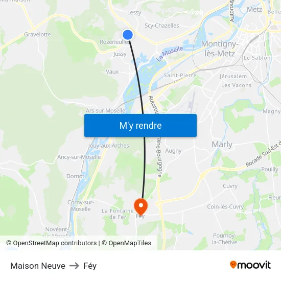 Maison Neuve to Féy map