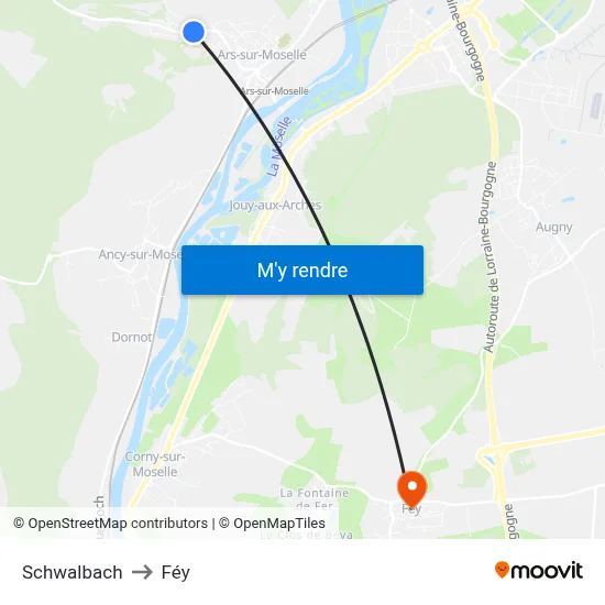 Schwalbach to Féy map