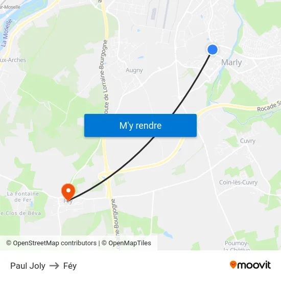 Paul Joly to Féy map