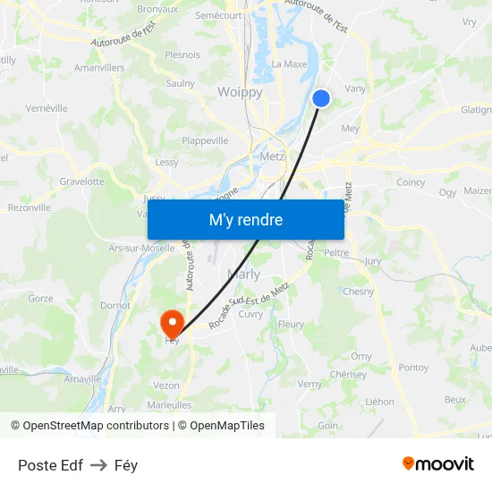 Poste Edf to Féy map