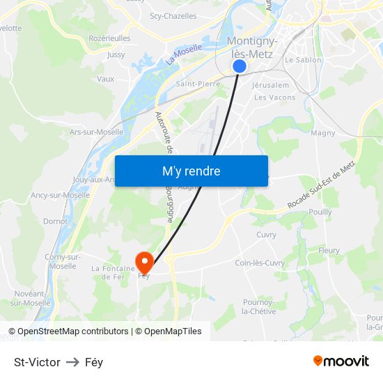 St-Victor to Féy map