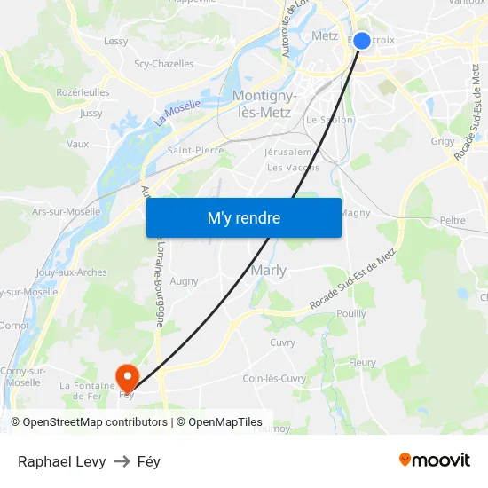 Raphael Levy to Féy map