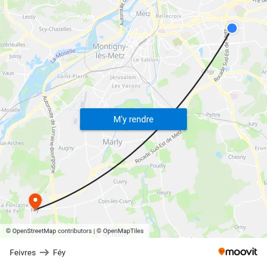 Feivres to Féy map