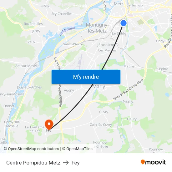 Centre Pompidou Metz to Féy map