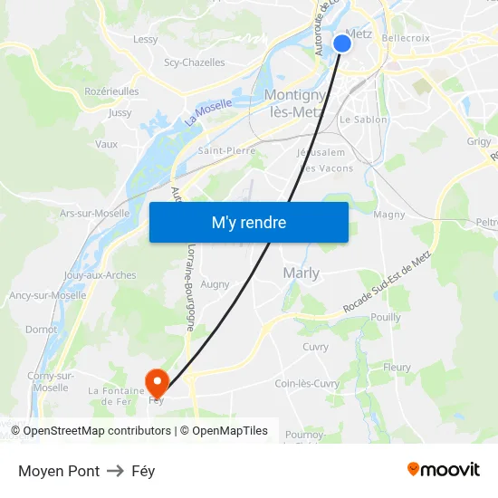 Moyen Pont to Féy map