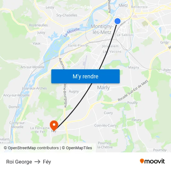 Roi George to Féy map