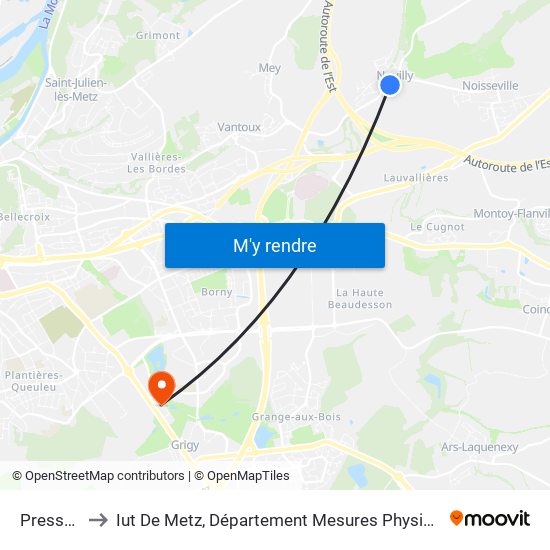 Pressoir to Iut De Metz, Département Mesures Physiques map