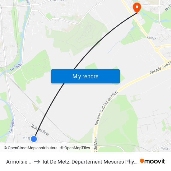 Armoisieres to Iut De Metz, Département Mesures Physiques map