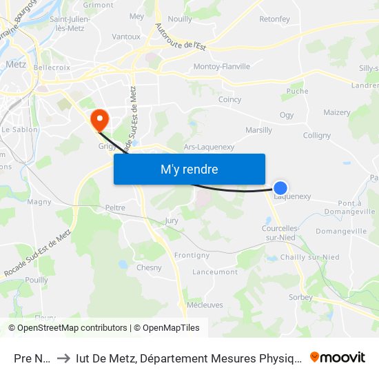 Pre Net to Iut De Metz, Département Mesures Physiques map