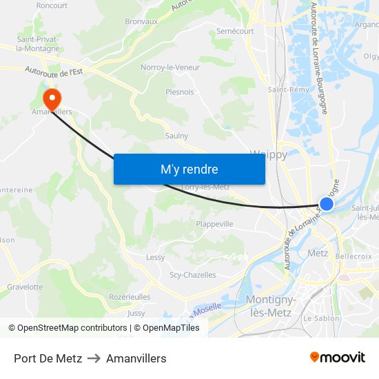 Port De Metz to Amanvillers map