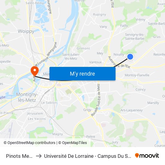 Pinots Meles to Université De Lorraine - Campus Du Saulcy map