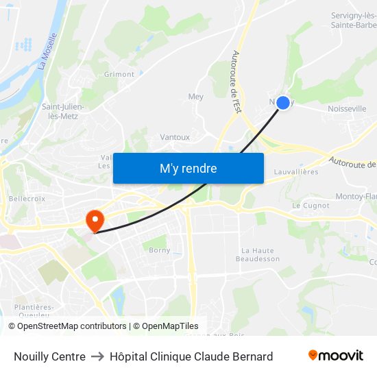 Nouilly Centre to Hôpital Clinique Claude Bernard map