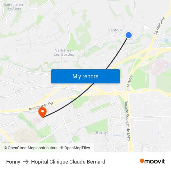 Fonny to Hôpital Clinique Claude Bernard map