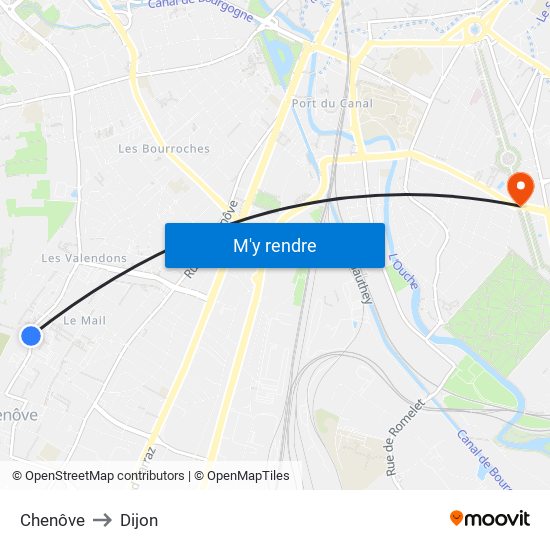 Chenôve to Dijon map