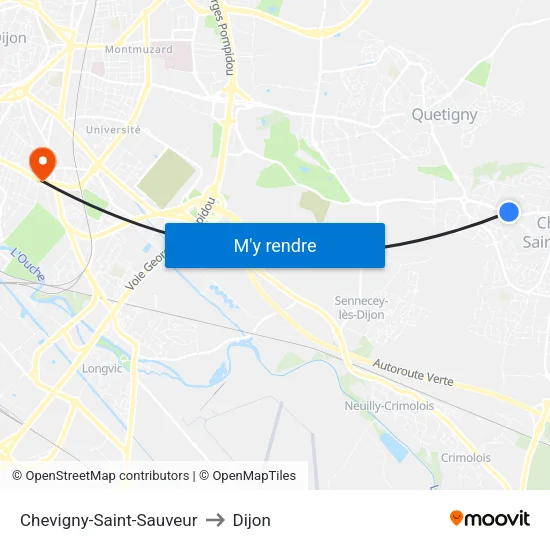 Chevigny-Saint-Sauveur to Dijon map