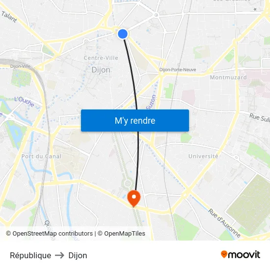 République to Dijon map