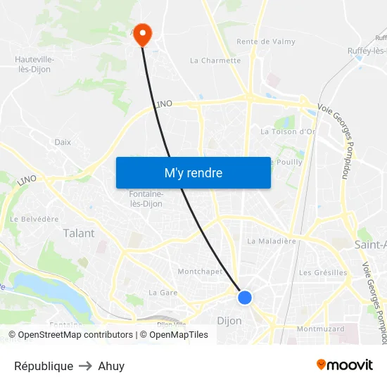 République to Ahuy map