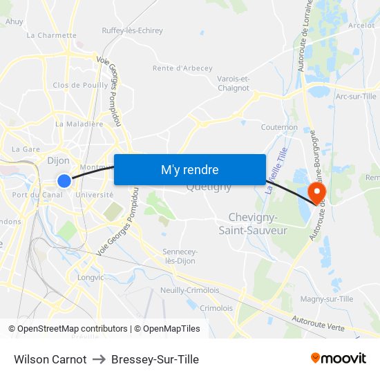 Wilson Carnot to Bressey-Sur-Tille map