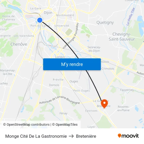 Monge Cité De La Gastronomie to Bretenière map