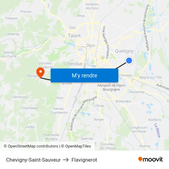 Chevigny-Saint-Sauveur to Flavignerot map