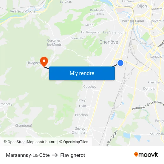 Marsannay-La-Côte to Flavignerot map