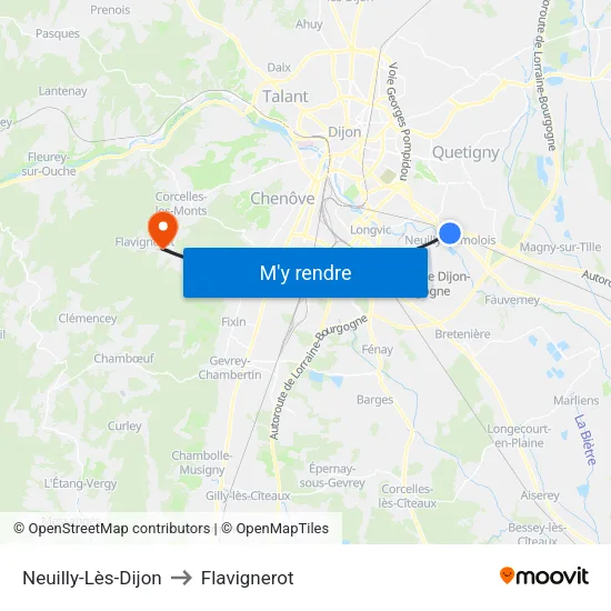 Neuilly-Lès-Dijon to Flavignerot map