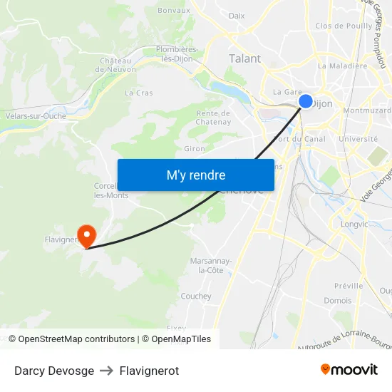 Darcy Devosge to Flavignerot map
