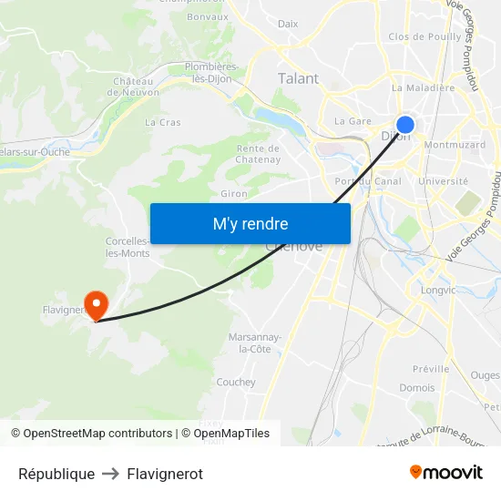 République to Flavignerot map