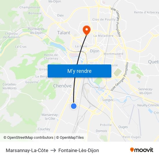 Marsannay-La-Côte to Fontaine-Lès-Dijon map
