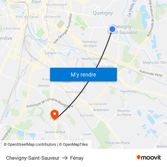 Chevigny-Saint-Sauveur to Fénay map