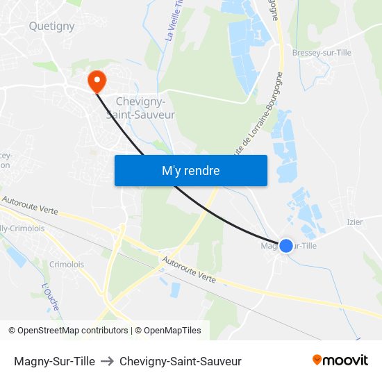 Magny-Sur-Tille to Chevigny-Saint-Sauveur map