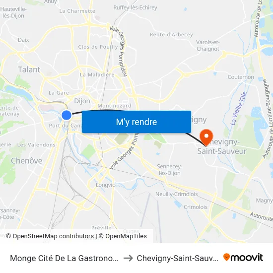 Monge Cité De La Gastronomie to Chevigny-Saint-Sauveur map