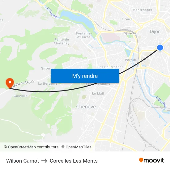 Wilson Carnot to Corcelles-Les-Monts map