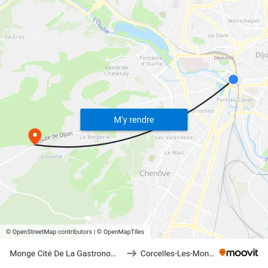 Monge Cité De La Gastronomie to Corcelles-Les-Monts map