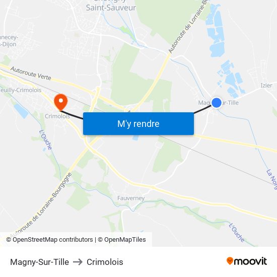 Magny-Sur-Tille to Crimolois map