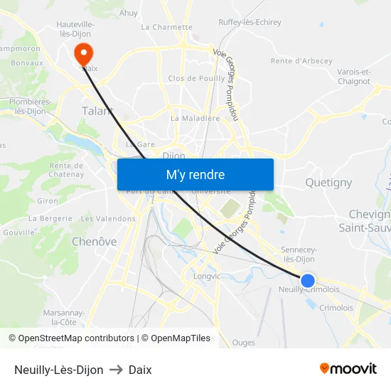 Neuilly-Lès-Dijon to Daix map