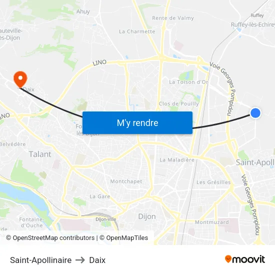 Saint-Apollinaire to Daix map