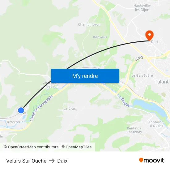 Velars-Sur-Ouche to Daix map