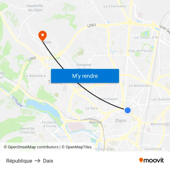 République to Daix map