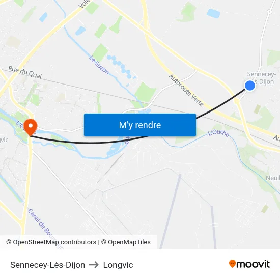 Sennecey-Lès-Dijon to Longvic map