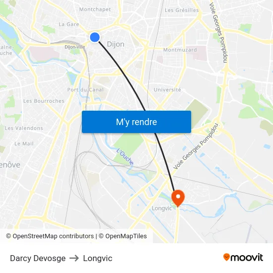Darcy Devosge to Longvic map