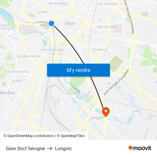 Gare Sncf Sévigné to Longvic map