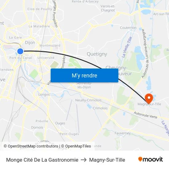 Monge Cité De La Gastronomie to Magny-Sur-Tille map