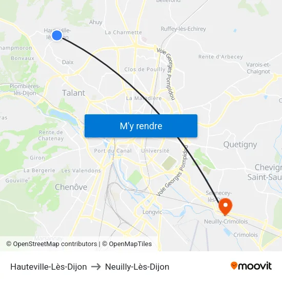 Hauteville-Lès-Dijon to Neuilly-Lès-Dijon map