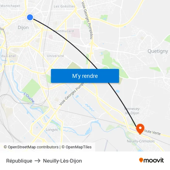 République to Neuilly-Lès-Dijon map
