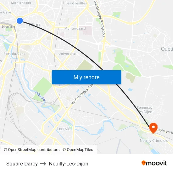 Square Darcy to Neuilly-Lès-Dijon map