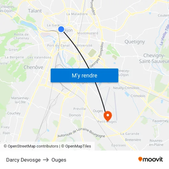 Darcy Devosge to Ouges map