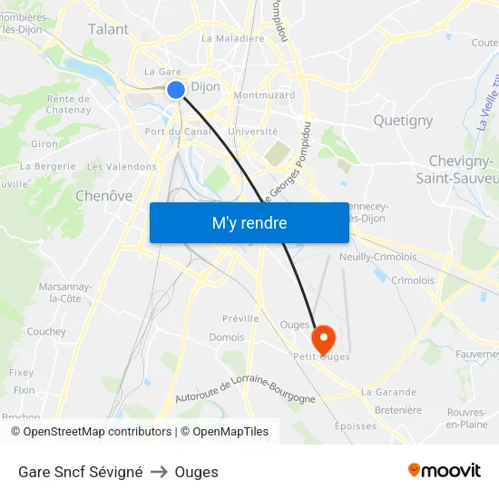 Gare Sncf Sévigné to Ouges map