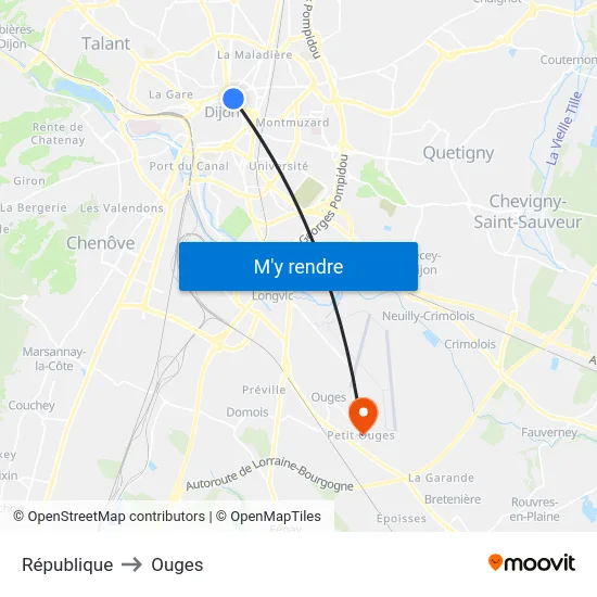 République to Ouges map